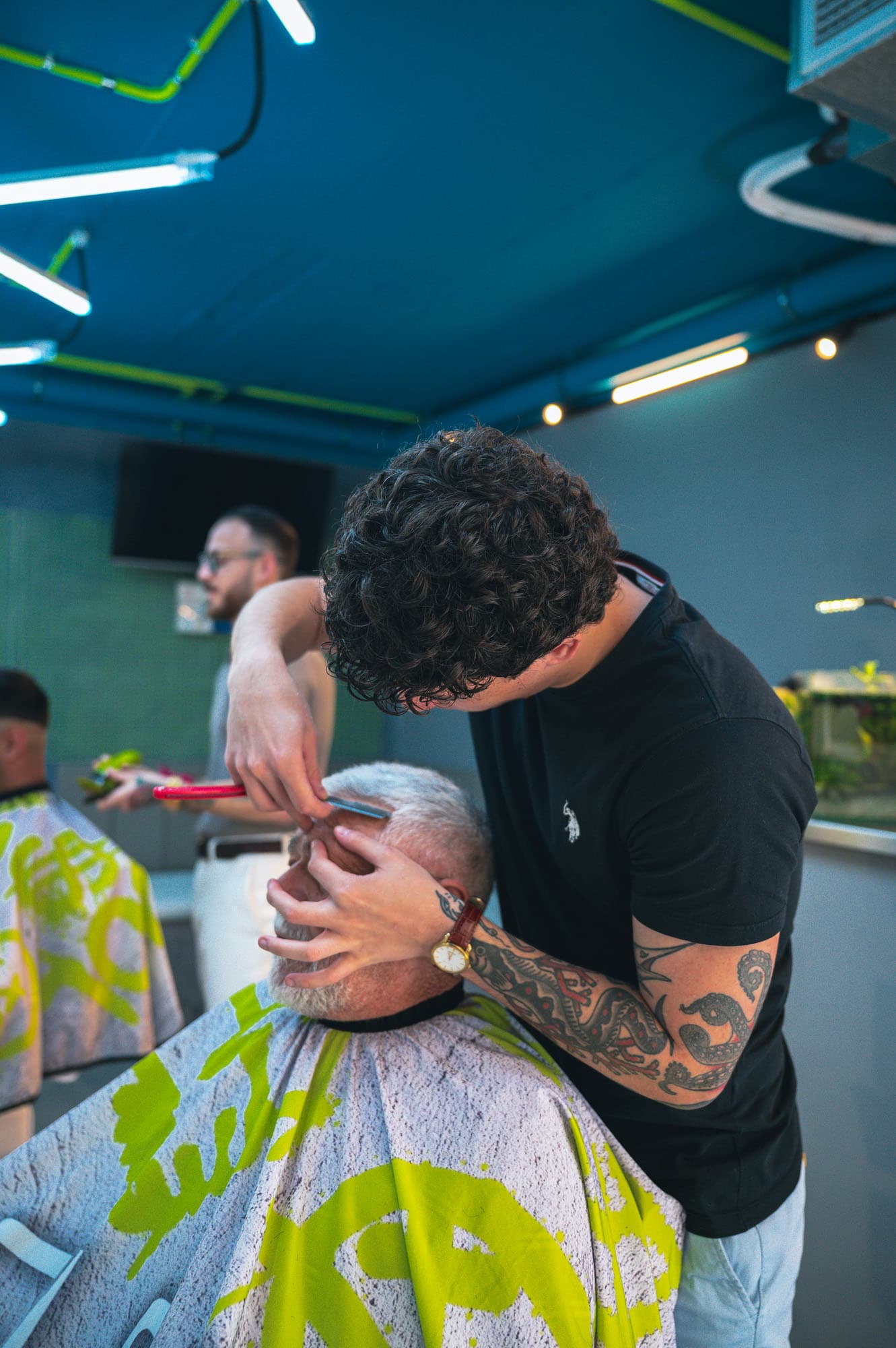 Barber and client during consultation